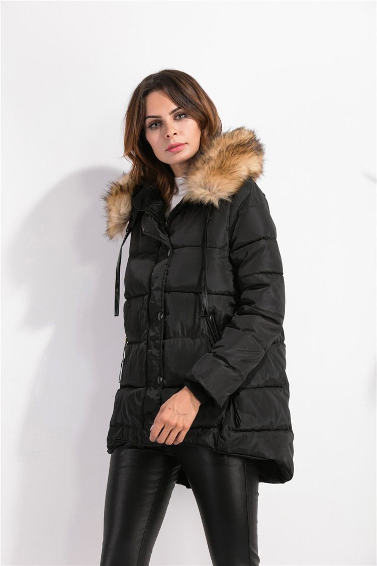 欧美冬装新款羽绒服大毛领短款外套 燕尾女