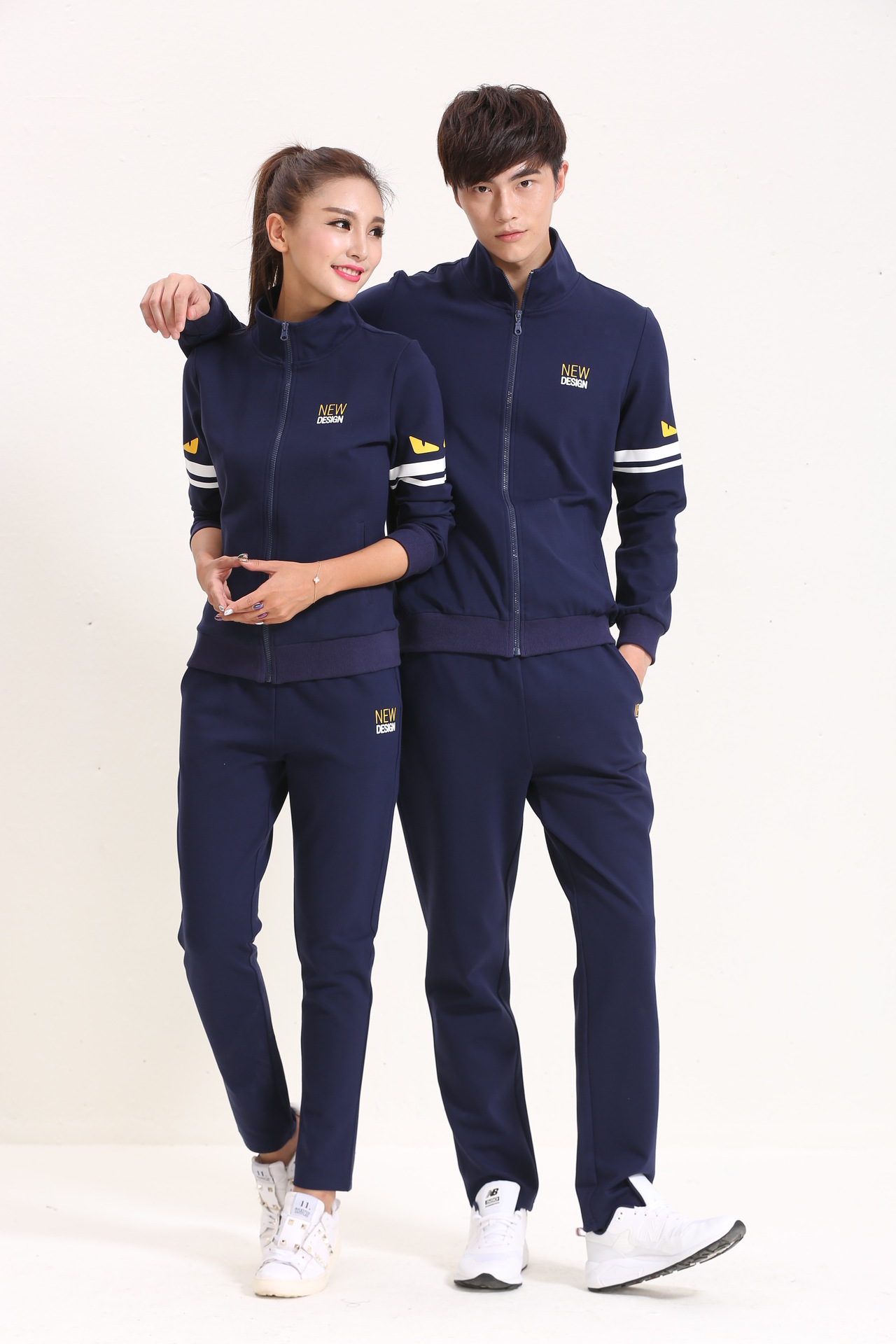 韩版长袖休闲运动套装男情侣运动套装大码运动服男秋冬卫衣两件套