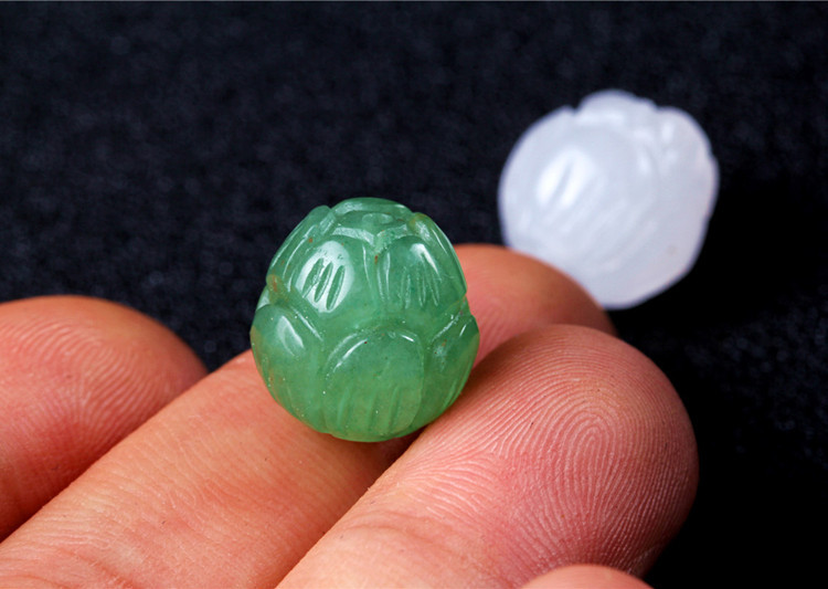 天然新疆白玉东陵玉石莲花珠diy饰品配件半成品