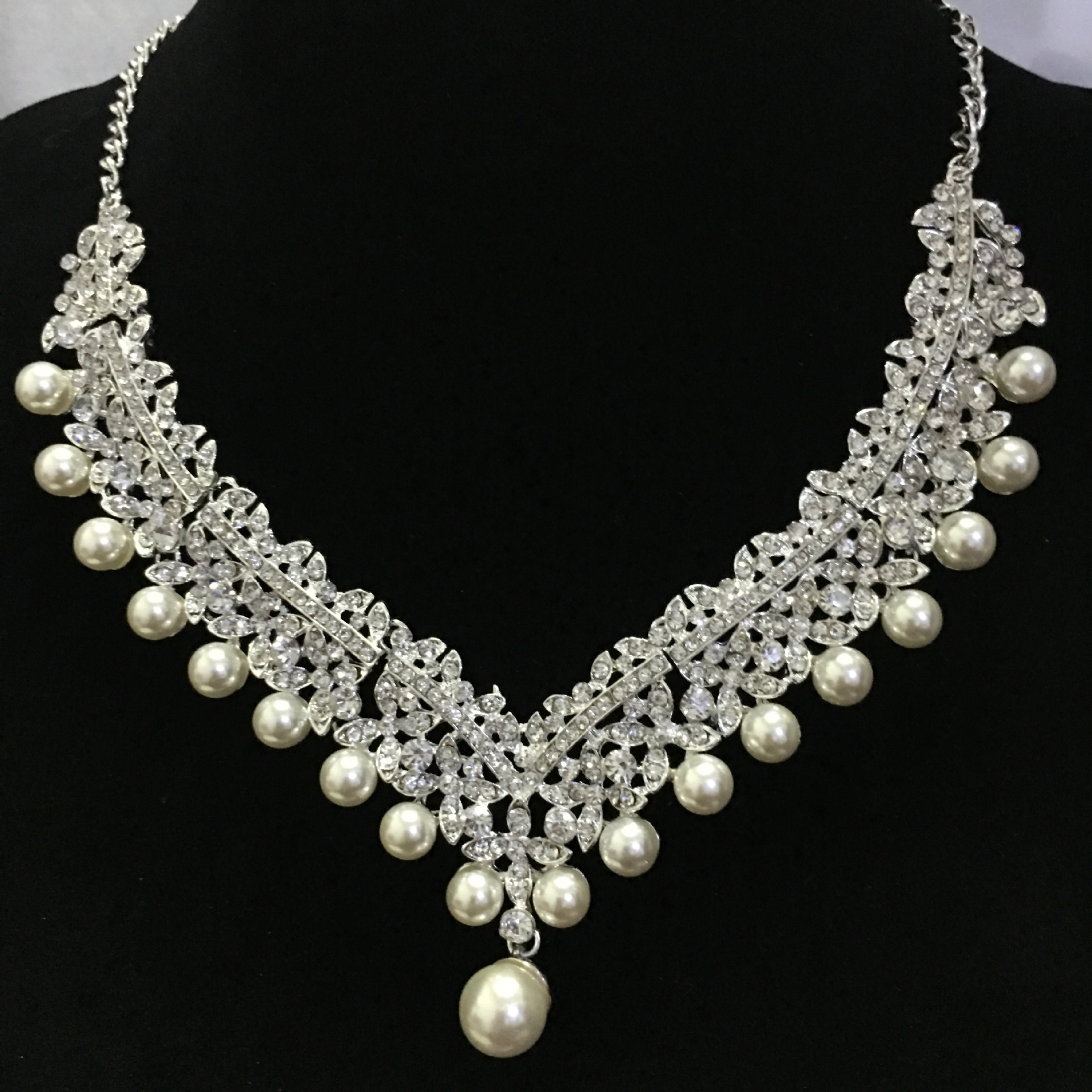 韩式新娘饰品珍珠结婚项链耳环套装 婚纱礼服配饰混批