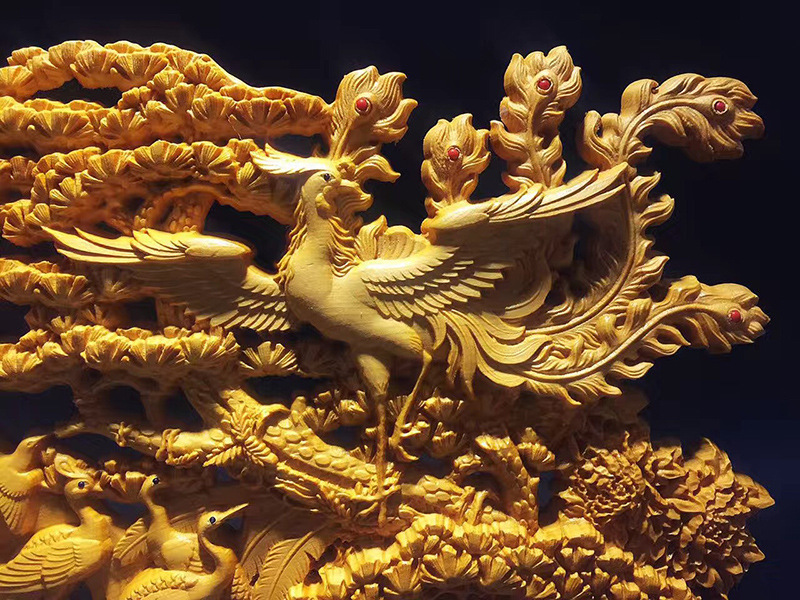 云缘批发 百鸟朝凤雕刻摆件 崖柏/黄杨木 多款选择热卖时尚款