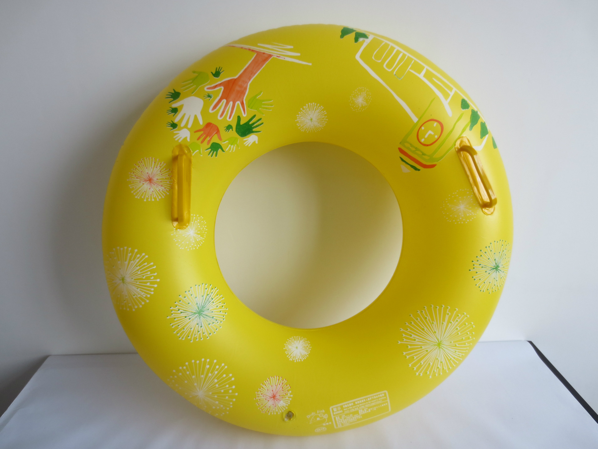 游泳圈带把手成人加大泳圈 男女成人带柄游泳圈 单层麻纹圈批发