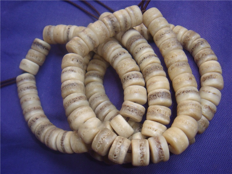 藏传灵骨牦牛骨嘎巴啦拉头盖骨佛珠桶珠手串老料灵骨辟邪开运13mm