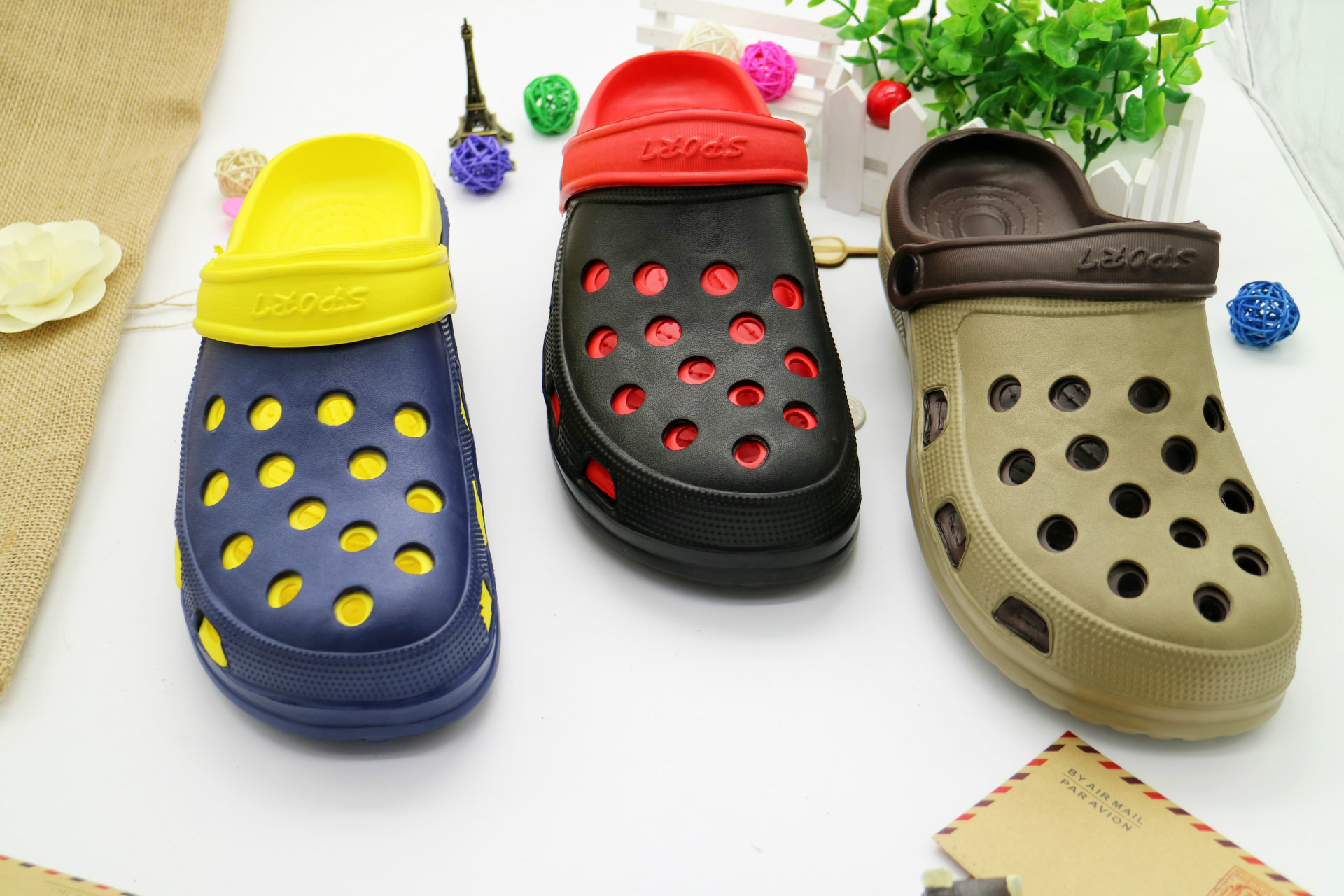 2020夏季新款双色花园鞋防滑轻便拖鞋韩版休闲洞洞鞋沙滩凉鞋