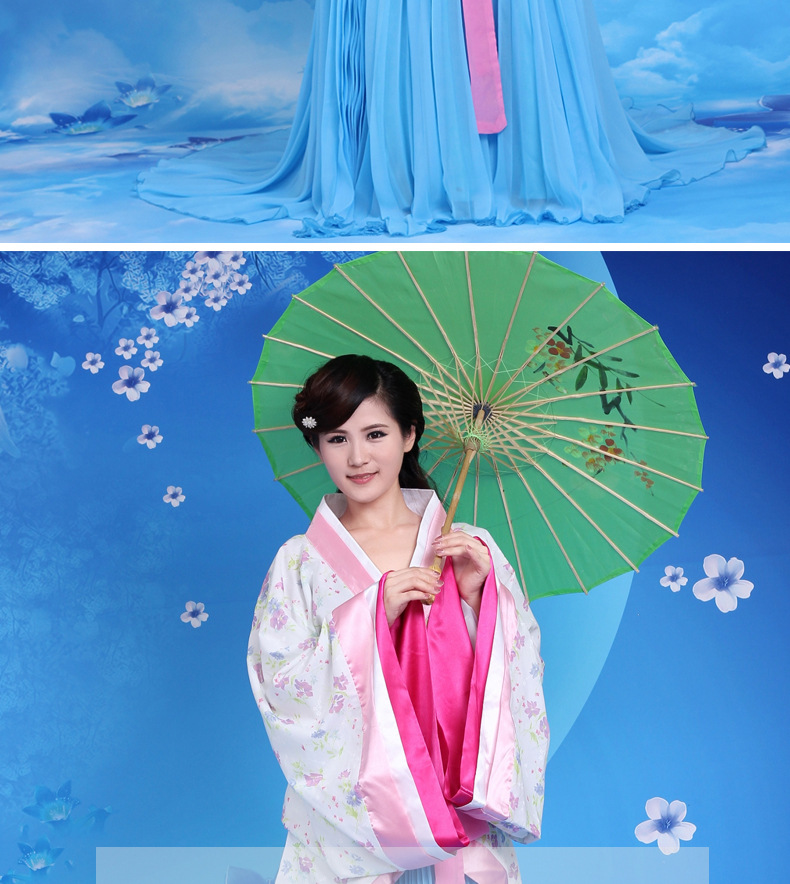 古装印花汉服女大摆裙小曲裾侍女宫女仙女夫人丫鬟舞台演出服装