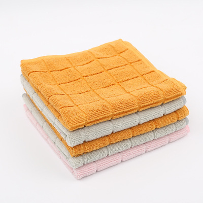 文随武洁 超细纤维毛巾抹布 提花方格家居厨卫多功能洗碗巾百洁布