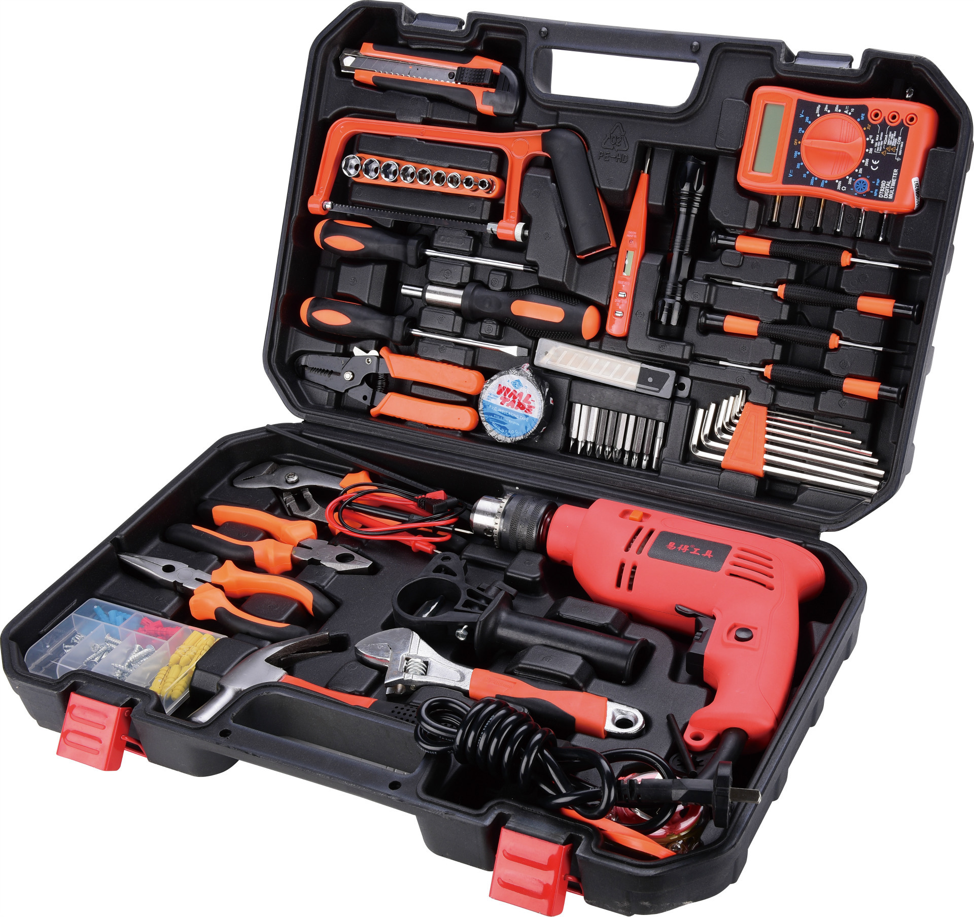 多功能五金工具箱电工工具套装家用套装厂家直销电钻工具套装定制