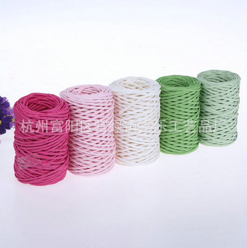 Manufacturer 50M Non-Iron Wire Woven Paper Rattan DIY Ingredients Color Paper String Decorative Basket