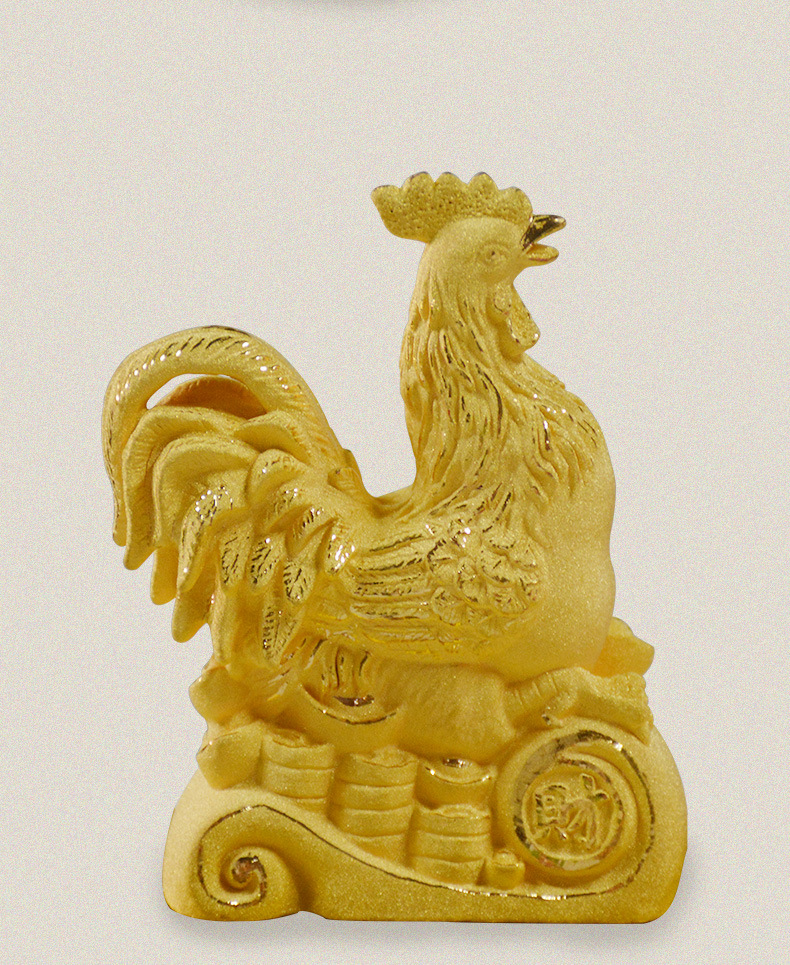 厂家批发鸡年新品绒沙金鸡摆件招财进宝办公室家居装饰鸡新款饰.