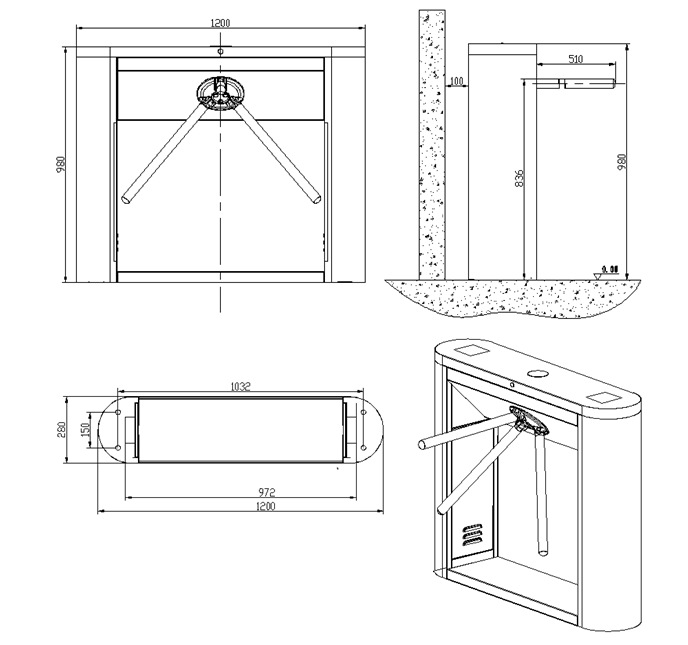 工地三辊闸门禁刷卡系统 高性价比通道闸机kltz-6806