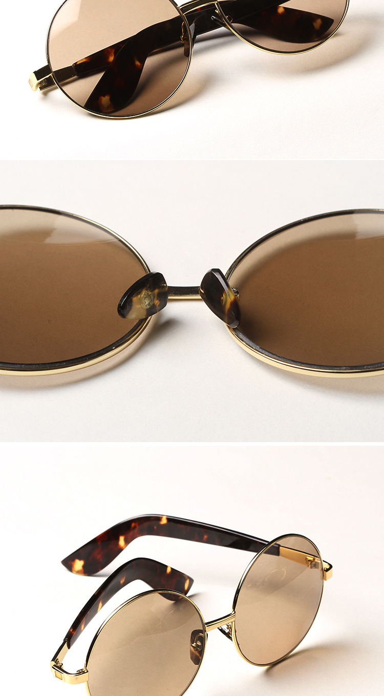 ***水晶眼镜水晶 石头眼镜复古圆形茶色平光太阳镜加大号镜.