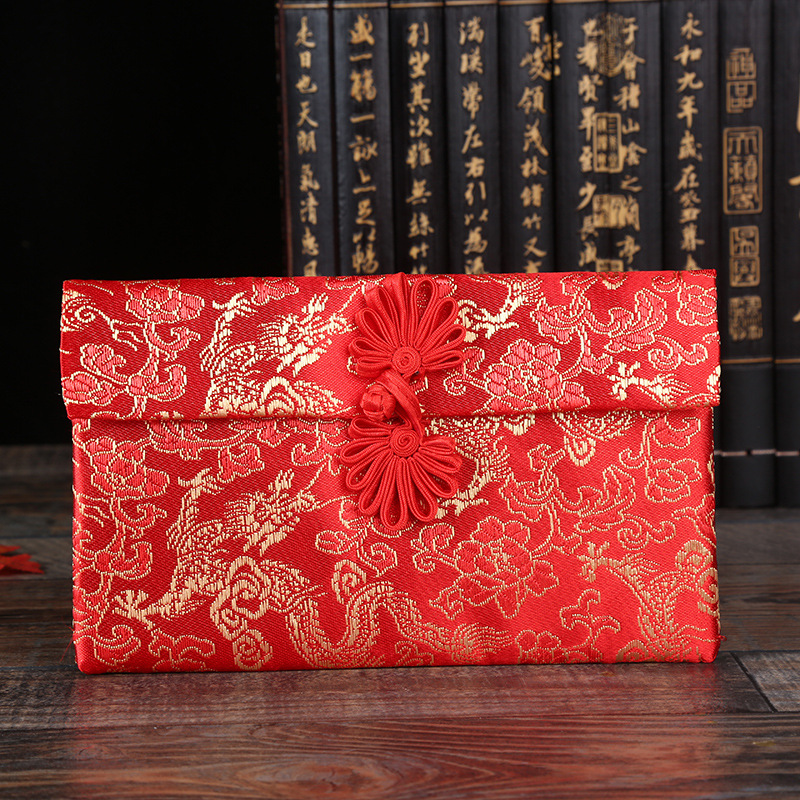 Wedding Supplies Fabric Red Envelop Containing 10,000 Yuan Creative Spring Festival Foreign Currency New Year Gift Lee Seal High-End Brocade Cloth Red Envelope Wholesale