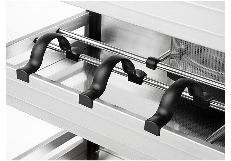 higold/悍高 拉篮加厚不锈钢调味品拉篮厨房橱柜拉篮阻尼缓冲导轨