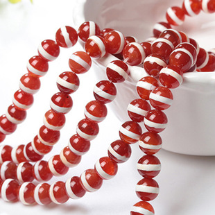 磨砂红玛瑙散珠一线药师圆珠佛珠手串diy手链饰品配件 一线天珠
