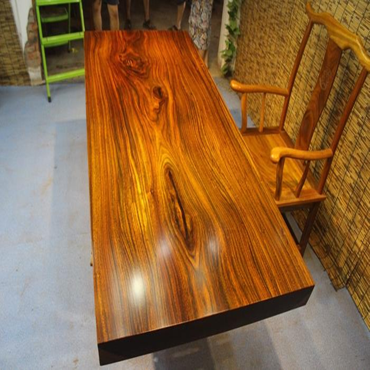 实木大板 巴花奥坎黄花梨鸡翅木原木茶台餐桌办公家具桌 定制批发