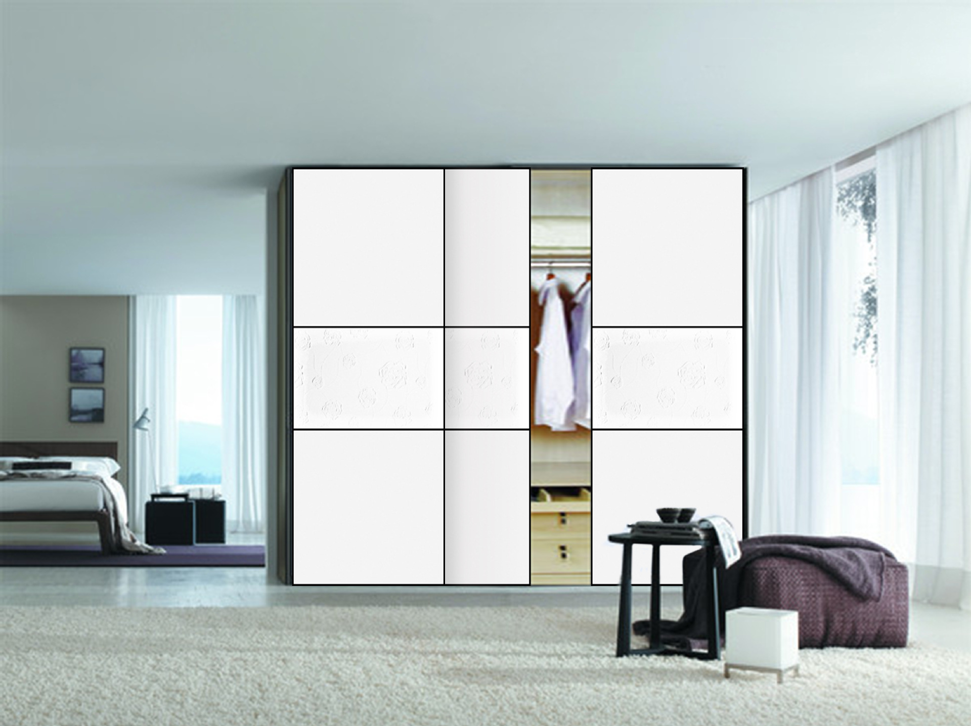 现代简约衣柜门厂家直销批发定制定做好看的房间衣柜推拉门订做