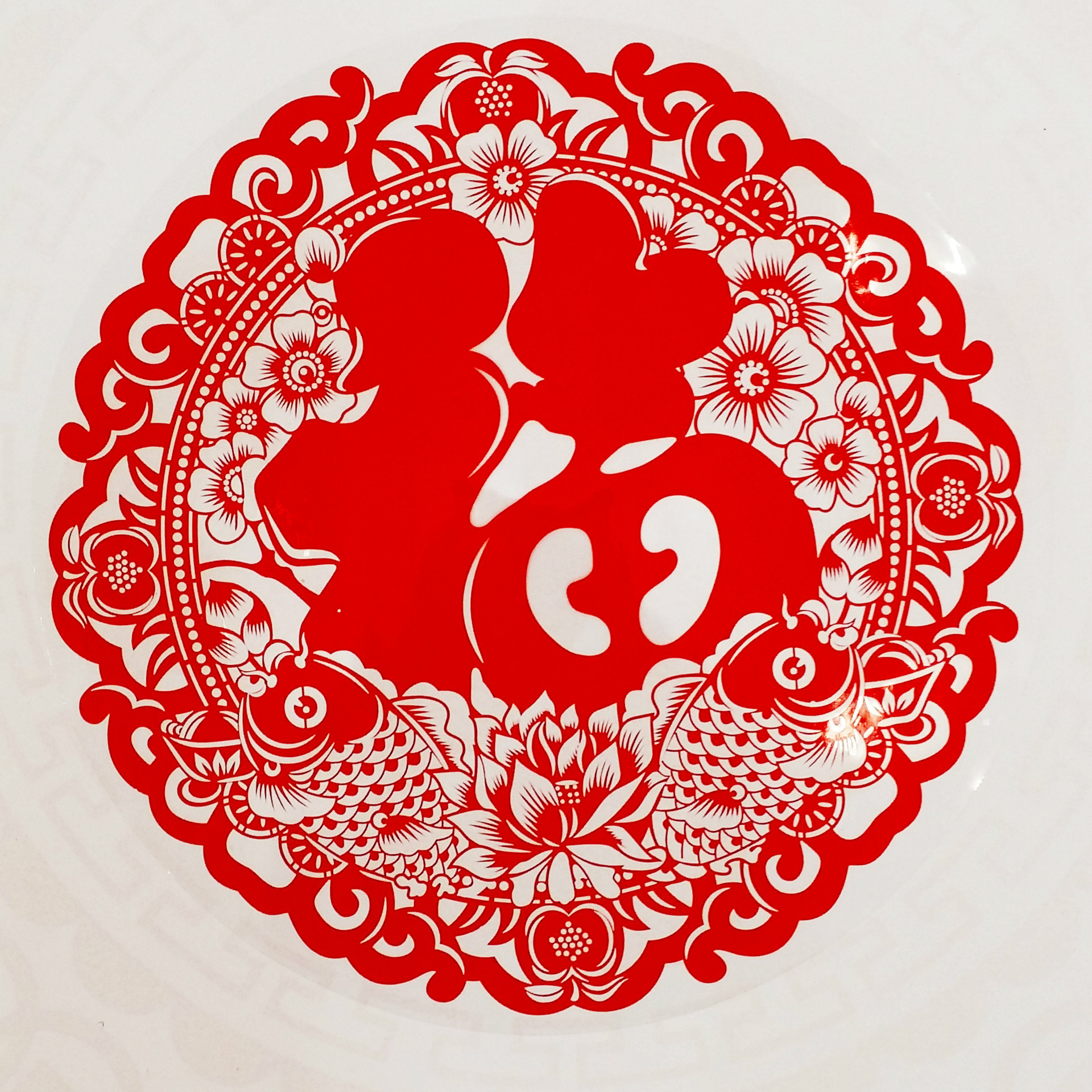 30cm鸡年剪纸窗花 春节新款静电贴 定制新年镂空高档广告窗花福字