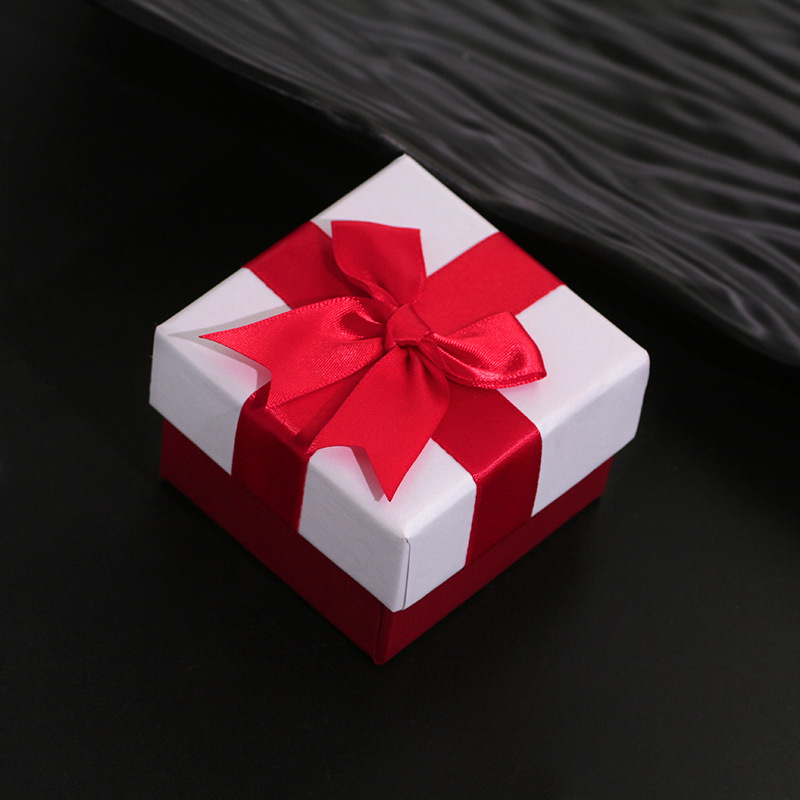 红色蝴蝶结包装礼品盒 饰品首饰盒 高档精品搭配 圣诞节送礼 6051