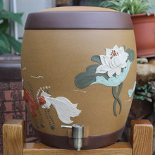 宜兴原矿紫砂水缸大号储水罐带龙头家用抽水缸陶瓷过滤茶水桶饮水