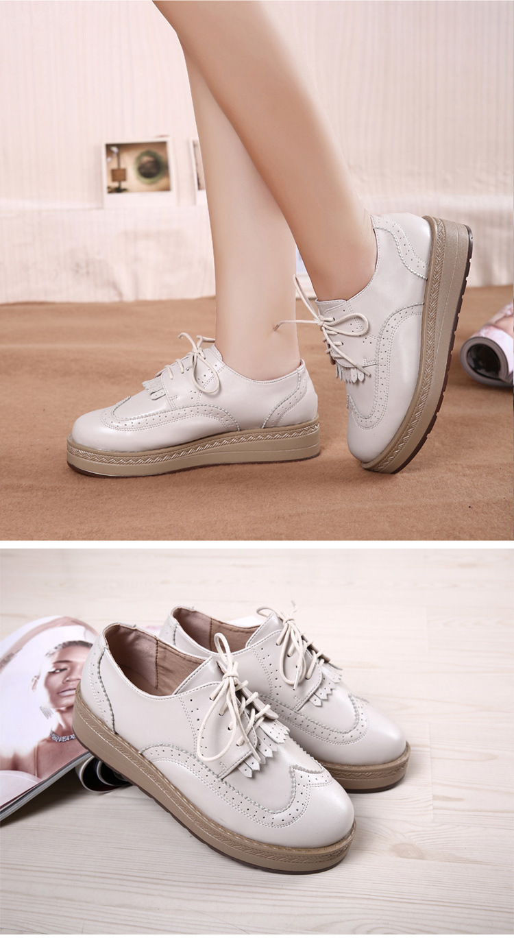 【定制】小语鹿cz-230春秋女鞋系带学院风女学生鞋季厚底增高布洛