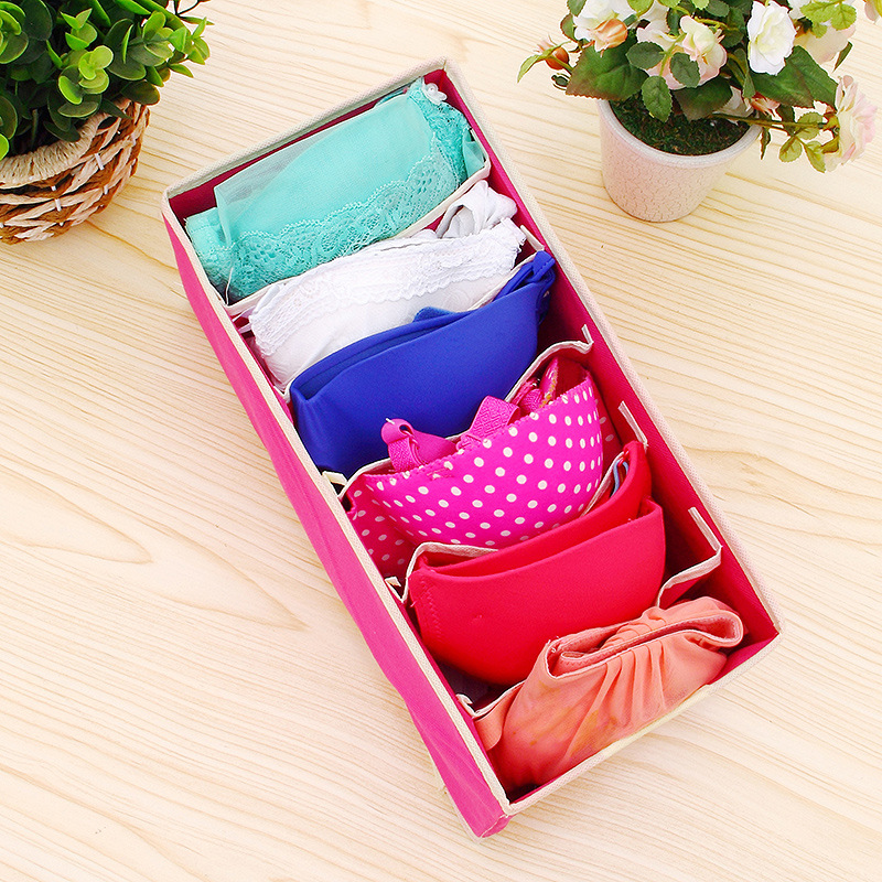 M Light Gray Underwear Storage Box Four-Piece Socks Storage Box Fabric Home Bra Organizing Box Finishing