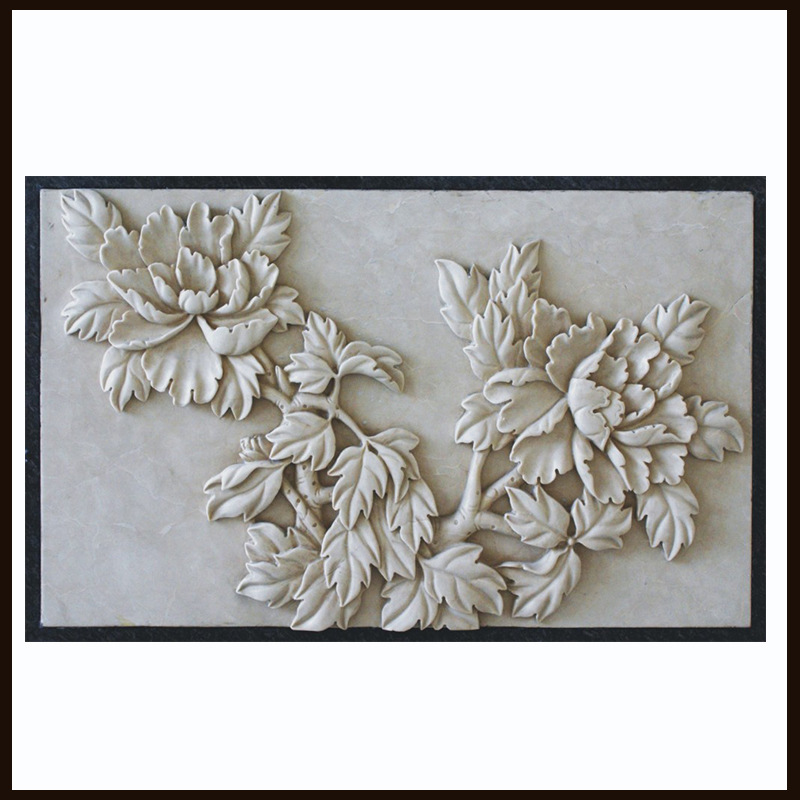 定做大理石石雕 花草/花开富贵浮雕 欧式植物浮雕装饰摆件批发