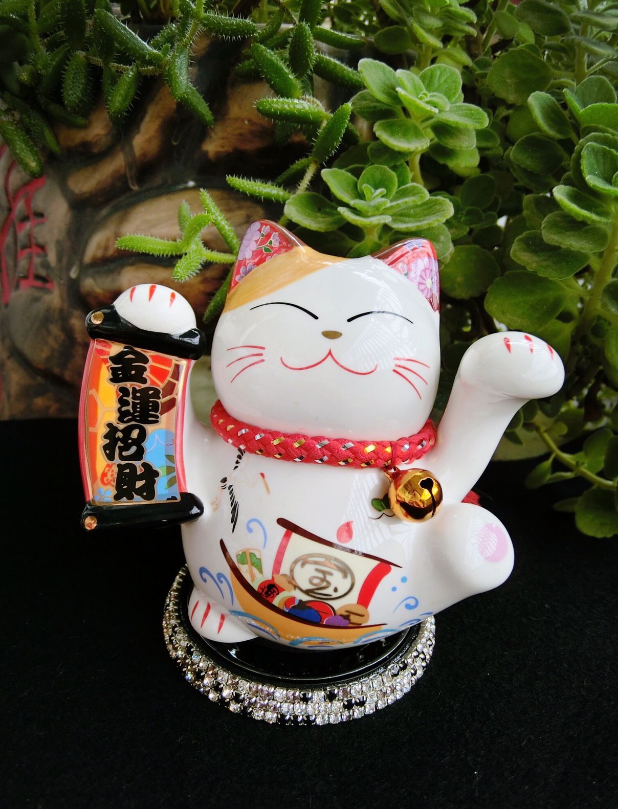 招桃花 招财猫摆件 开业 送礼 中号 陶瓷储蓄罐存钱罐固体香膏座