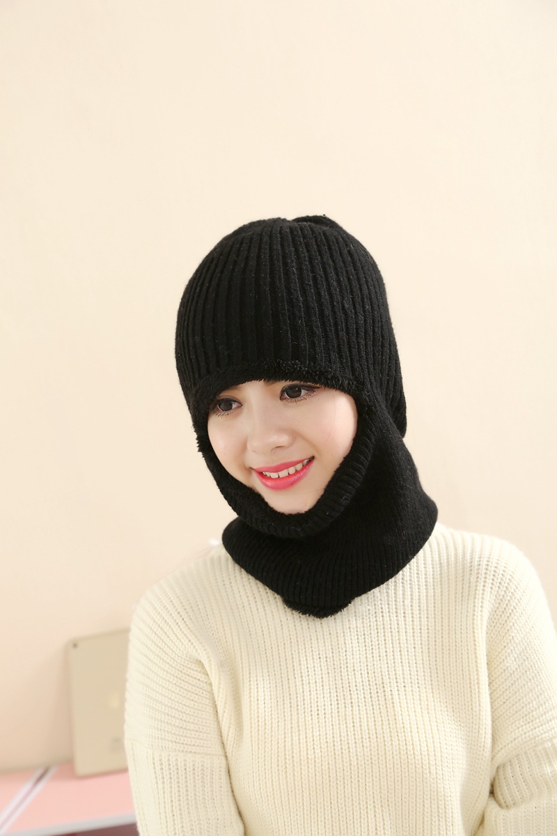韩版潮男女情侣保暖头套露眼针织毛线帽套头帽子滑雪防寒护脖面罩