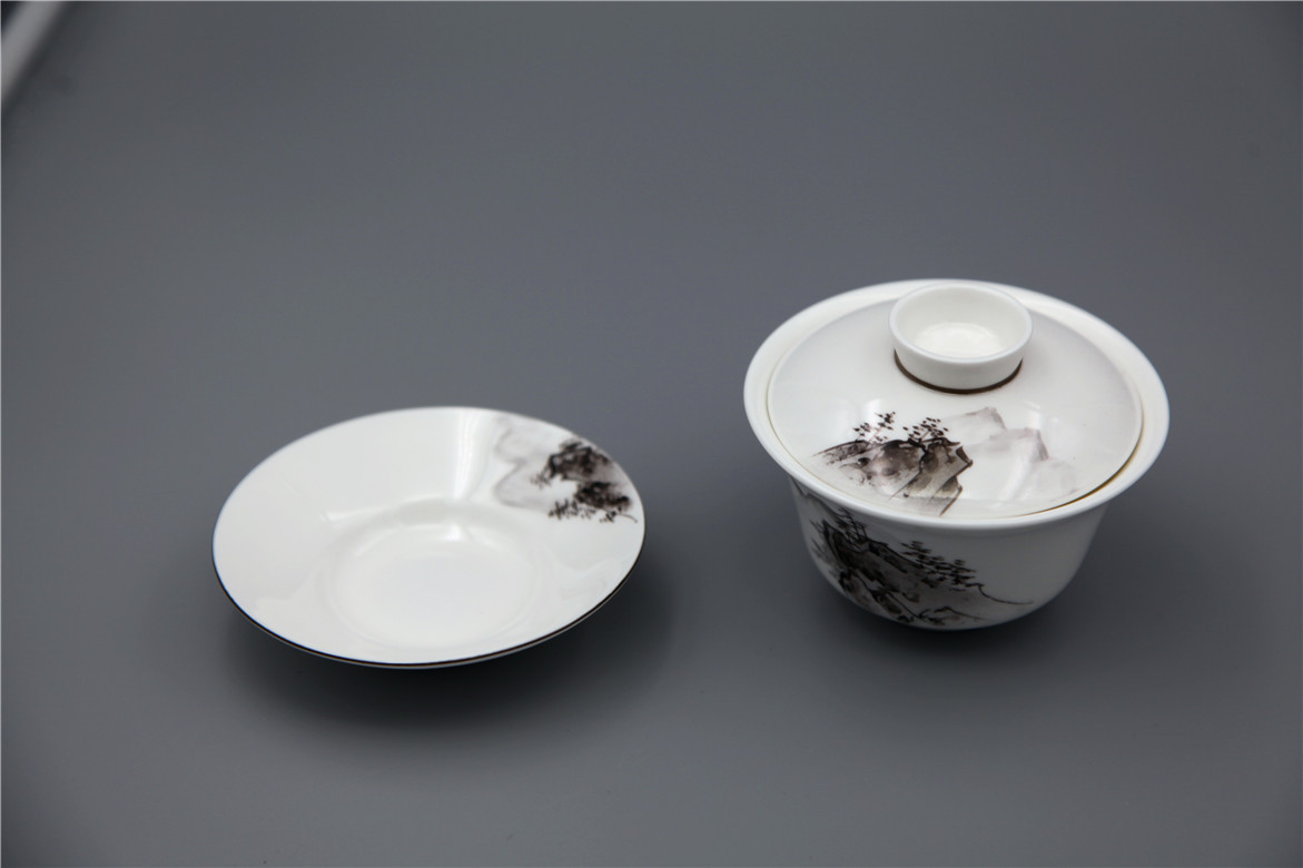 雷格 唐山骨瓷 茶具手绘山水下午茶 创意陶瓷茶具套装 可定制logo