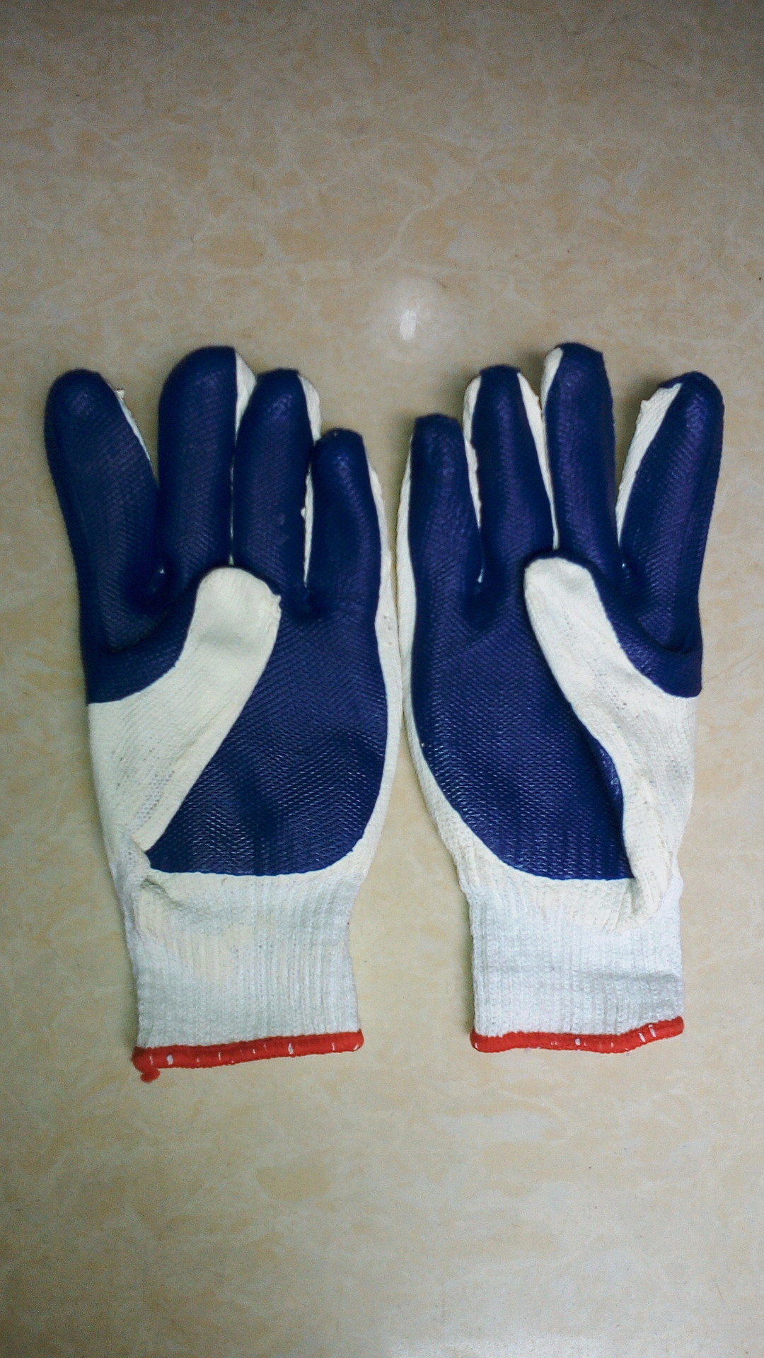 劳保用品(蓝)橡胶皮质防滑手套 防割手套 安全手套 施工专用