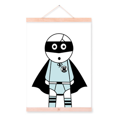 轻艺术动物兔子彼特蓝实木挂轴画定制北欧简约儿童房装饰布画挂画