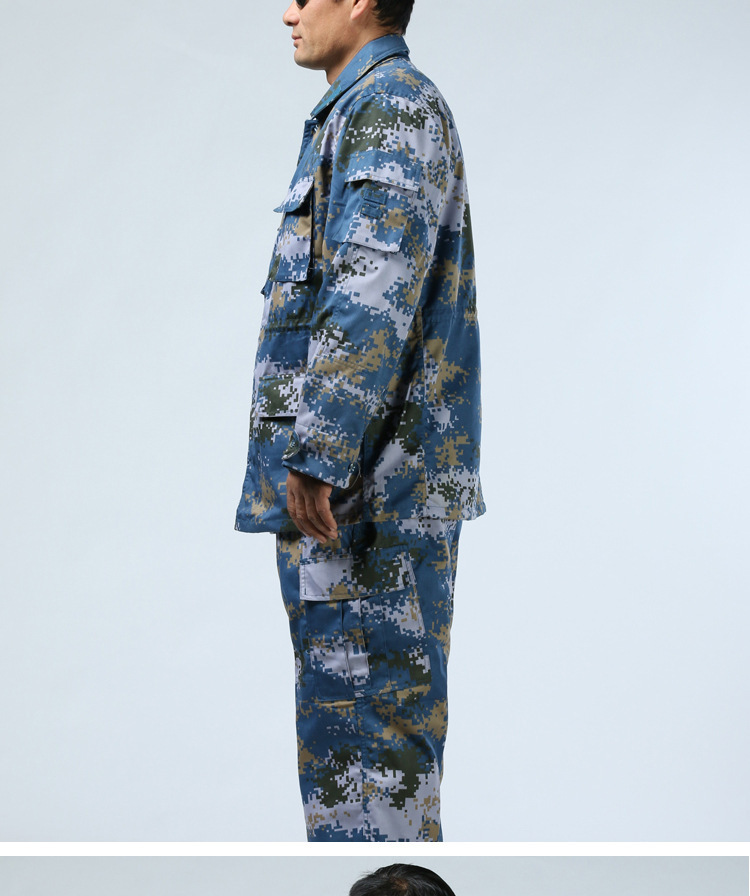 新款海夏迷彩作训服套装 静电丝户外迷彩服学生军训服装