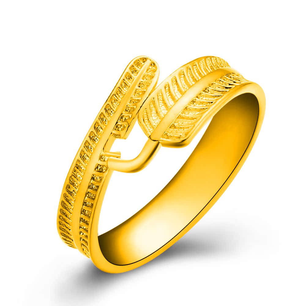 雅得恒系列 原创新款羽毛开口18k真金戒指 生命与梦想的羽戒指