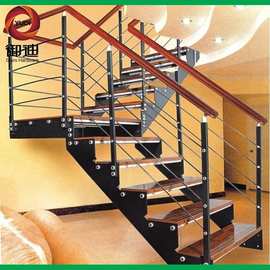 工厂直销复式阁楼室内楼梯 方管直梁不锈钢楼梯 格
