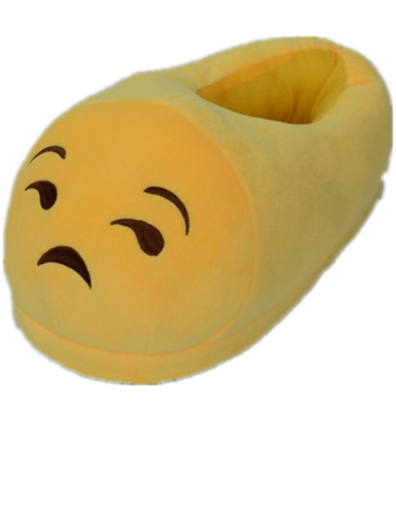 依美园直销爆款现货emoji拖鞋qq表情卡通毛绒拖鞋qq表情全跟家居拖鞋