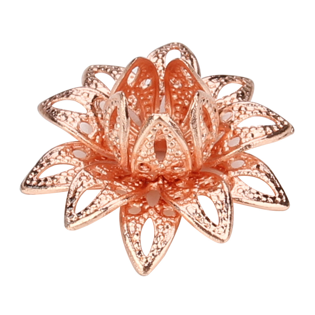 20个/包 diy饰品配件 金银色白k莲花花托镂空铜花托16mm f5199