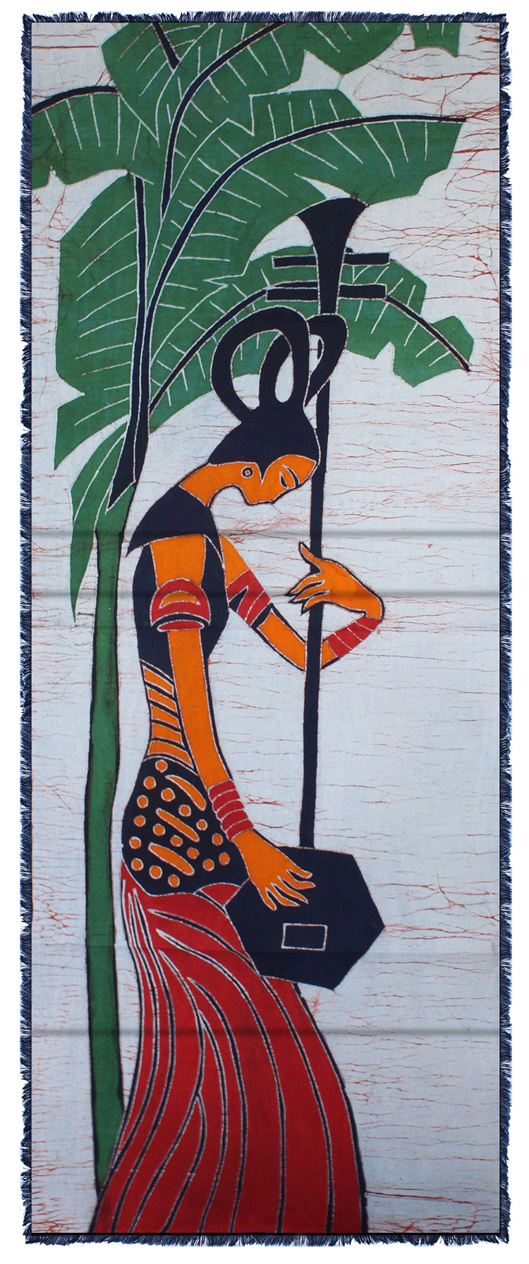 苗族手工艺品蜡染画壁挂贵州民俗风情蜡染画 香蕉女40x120cm