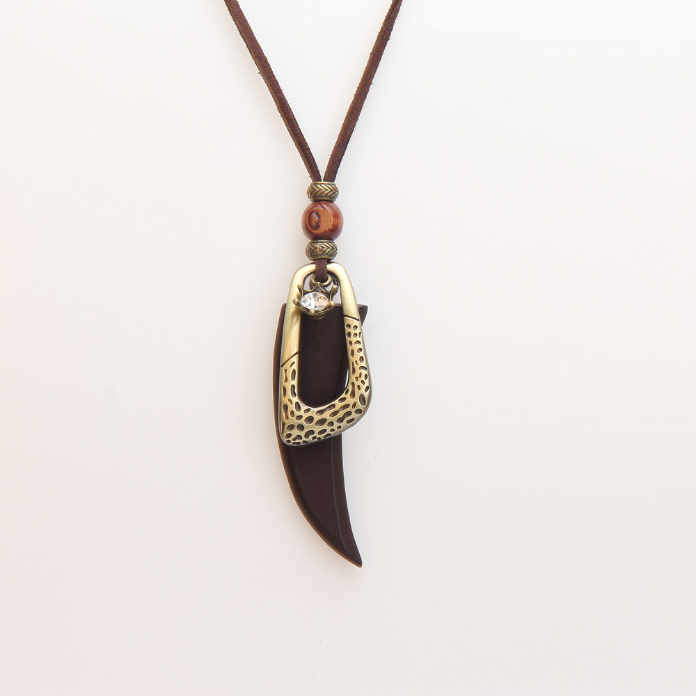 个性民族风森女系文艺项链饰品 毛衣项链棉麻配饰木牙串珠项链