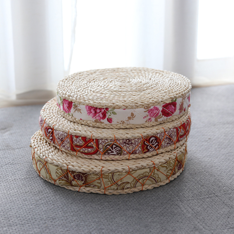 手工玉米皮草编坐垫榻榻米瑜伽飘窗蒲团坐垫打坐禅修垫草垫子圆形