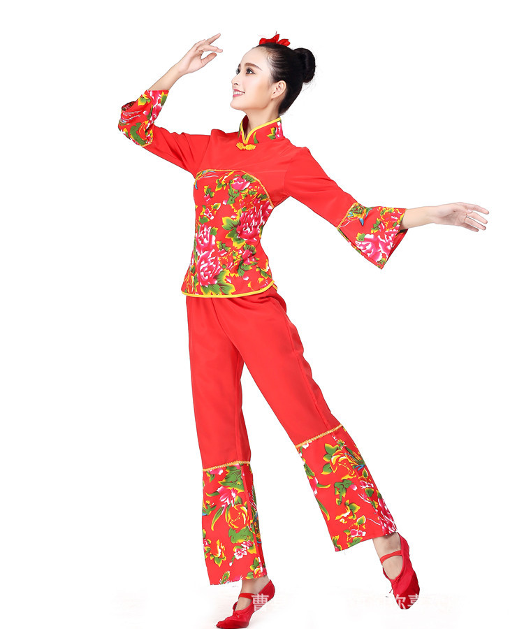 民族秧歌服中老年腰鼓服装扇子舞蹈演出服女装古典表演服2016新款