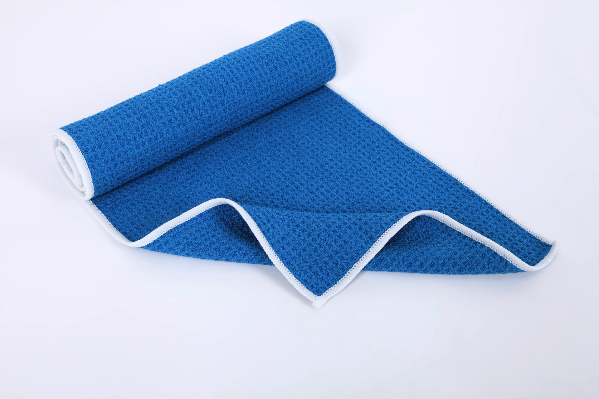 纯色蓝色华夫格菠萝格跑步健身房 名称:拉链运动毛巾 面料:超细纤维