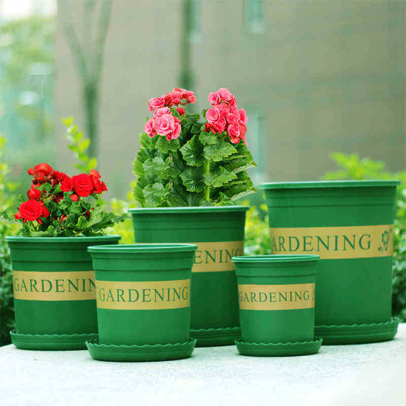 园艺用品 塑料花盆接水盘 绿色加仑盆1加仑盆配套托盘