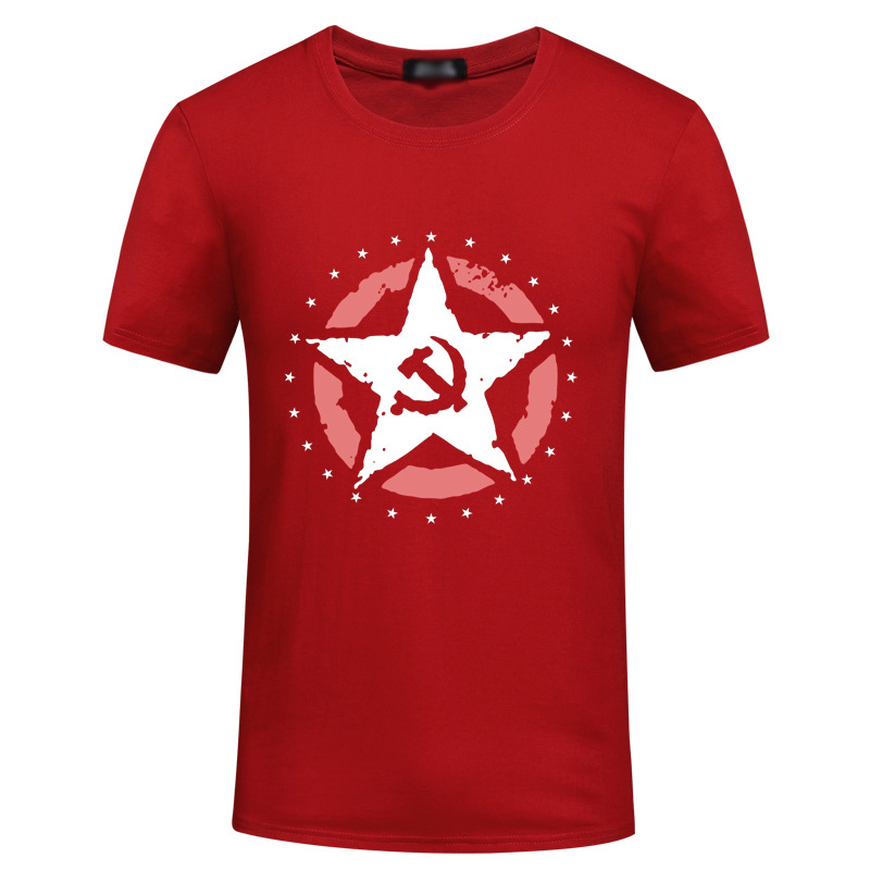 2016年最新优质百搭时尚修身韩版卡通图案党徽男式t恤63237