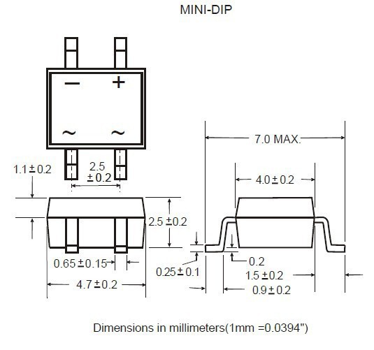 贴片桥堆 mb6s sop4 0.5a 0.8a 600v 整流桥堆b6s品质保证足芯片