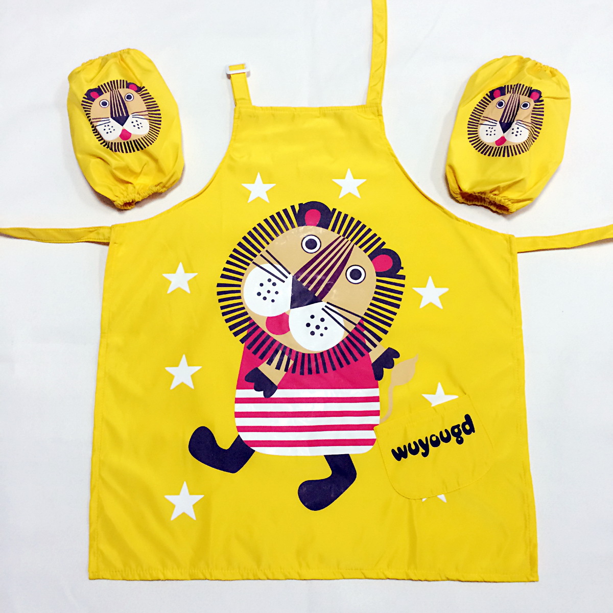 现货批发 卡通动物儿童围裙袖套 画画防污围裙 防水围裙袖套