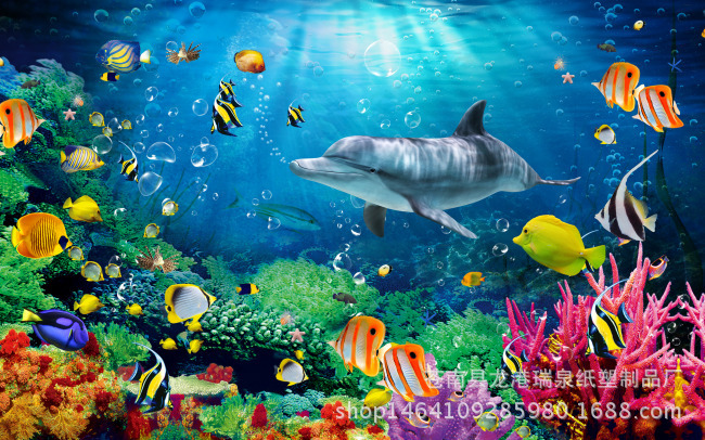 鱼缸背景画 背景画高清 水族箱 金鱼缸造景画 背景图鱼缸贴纸壁纸