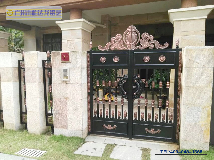 广州铝艺大门豪华别墅大门 铝制双开庭院门 欧式复古小区庭院大门