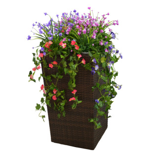 厂家供应仿藤花盆架 pvc藤编花台 酒店别墅泳池落地式盆景架订做