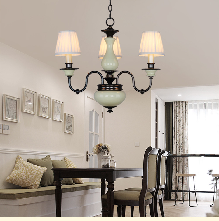 美式乡村白炽灯 高温烤漆工艺吊灯 客厅书房餐厅酒店led灯具灯饰