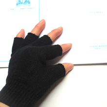 厂家批发冬季保暖半指手套时尚针织男士露指手套电脑手套学习手套